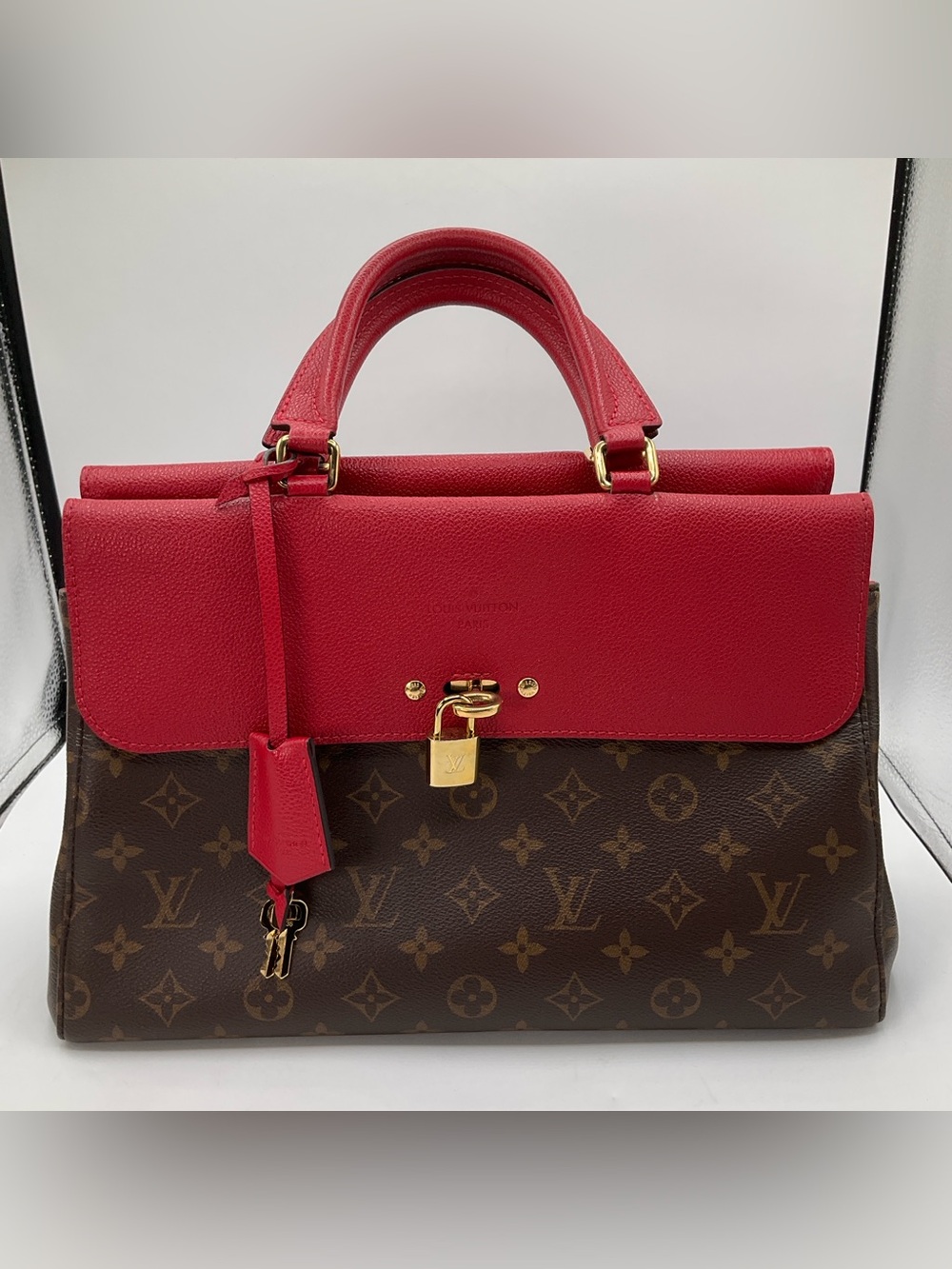 Louis Vuitton Venus Monogram Cerise Red Satchel Handbag Purse M41738